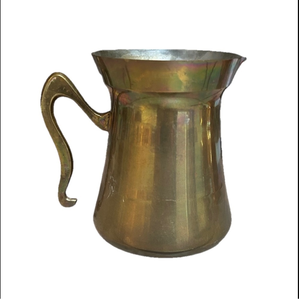 Vintage Brass Metal Milk Pitcher 5” MCM Cottagecore French country